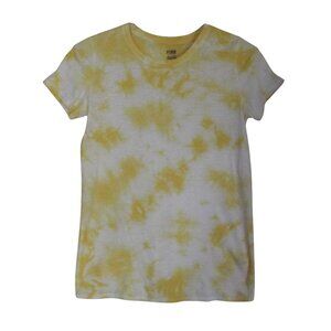 Victoria's Secret PINK T-Shirt Womens Size Small Yellow White Tie Dye Tee top